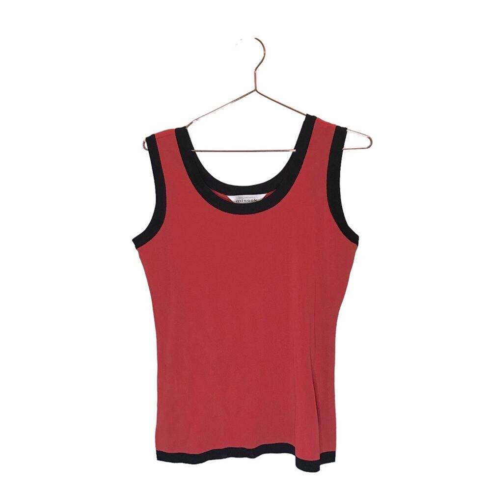 Exclusively Misook Womens small Orange Black Sleeveless Tank Top Shirt